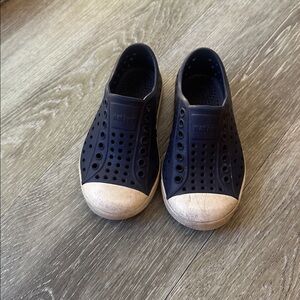Native Kids Shoes Navy with White Toe Caps